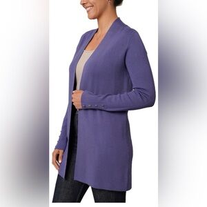 Cyrus Open Front Cardigan - Dusty Purple Lightweight Knit Sweater - Size M